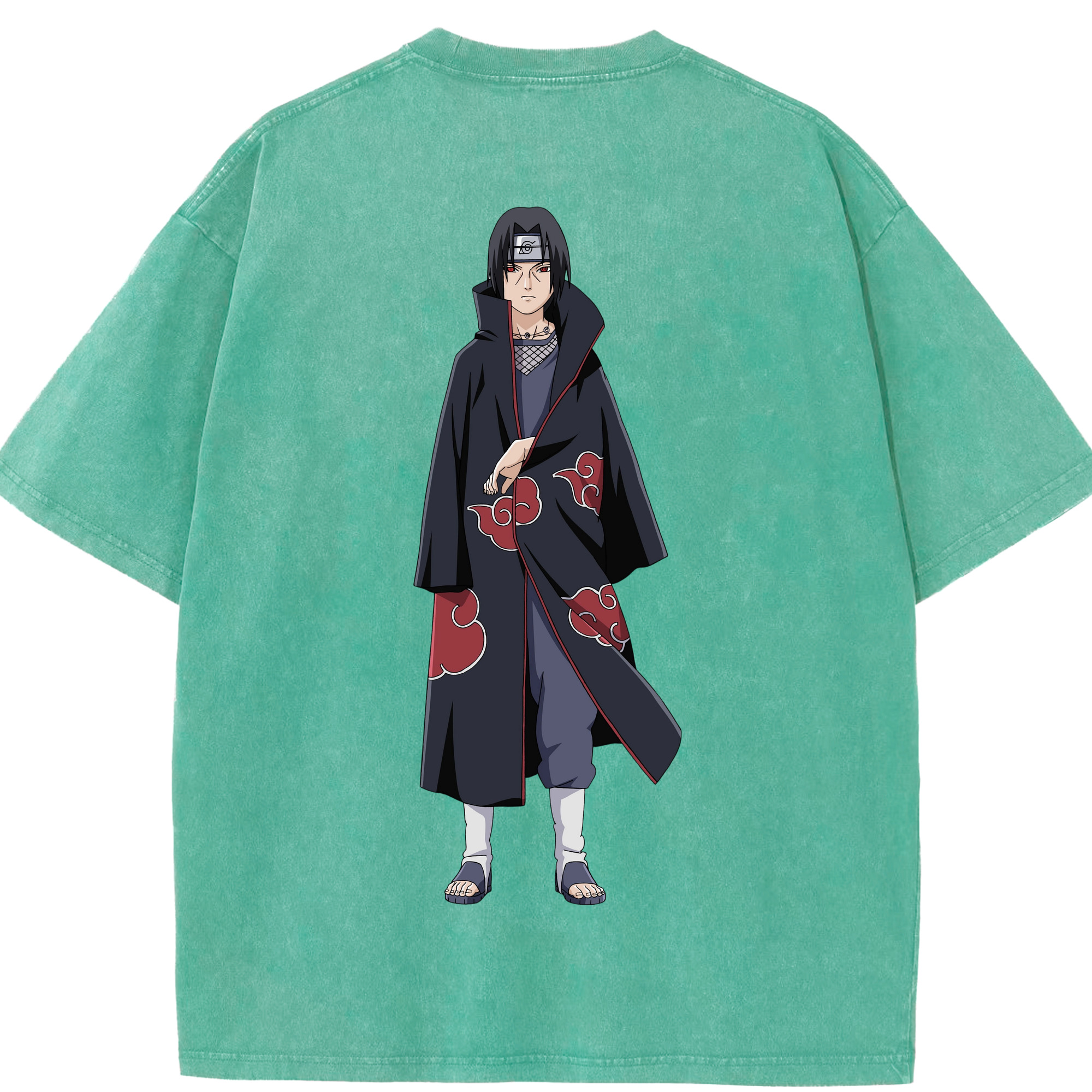 （画像用） NARUTO -ナルト- うちは イタチ Uchiha Itachi 綿100% ヴィンテージ風 半袖Tシャツ（背面プリント）